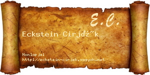 Eckstein Cirjék névjegykártya
